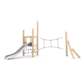 Игровой комплекс с горкой и сеткой из робинии арт. SHLG-01.06