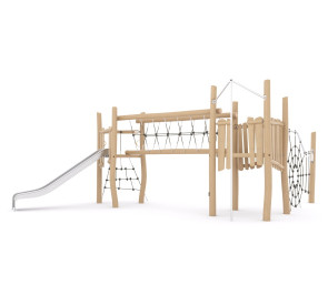Игровой комплекс с горкой и переходом из робинии арт. SHLG-01.11
